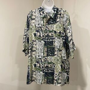 NWOT Summa Button Down Short Sleeve Shirt.  Size L large 100% silk